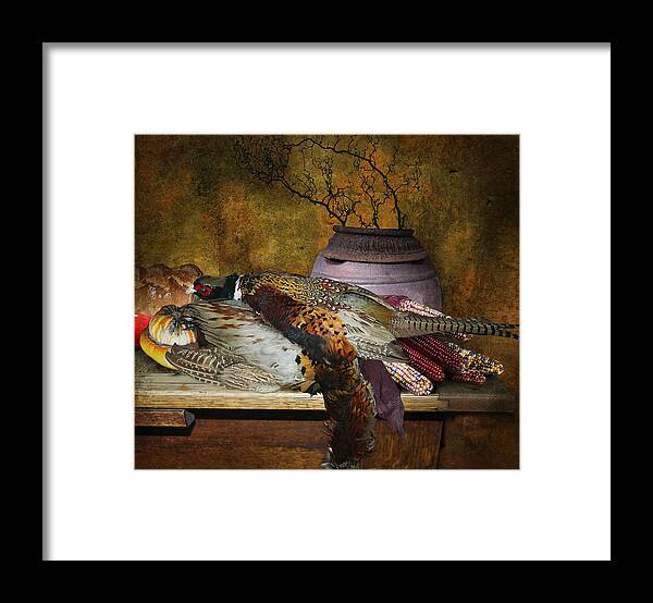 Pheasant Framed Print featuring the photograph Still Life With Pheasants And Corn by Jeff Burgess