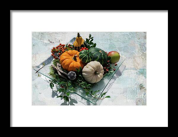 Pumpkins Framed Print featuring the photograph Still Life with Pumpkins by Eva Lechner
