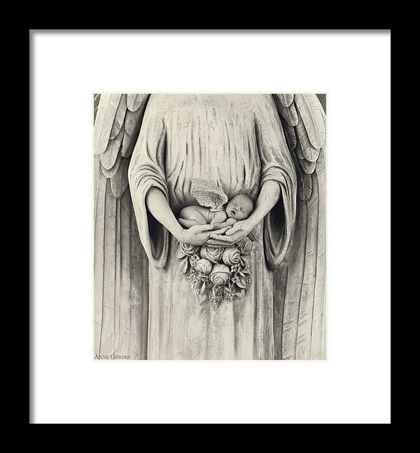 Black And White Framed Print featuring the photograph Jonti and the Stone Angel by Anne Geddes