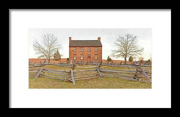 Stone House Framed Print featuring the digital art Stone House / Manassas National Battlefield / Winter Morning by Digital Photographic Arts