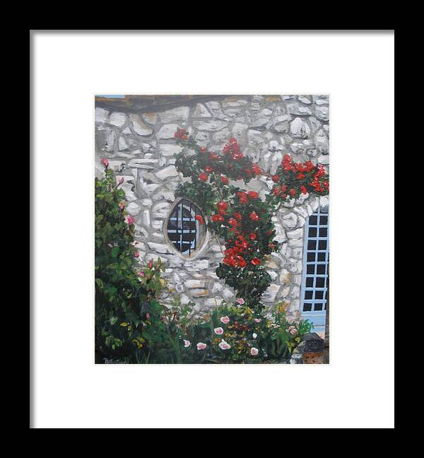 Stone House Framed Print featuring the painting Stone house Menton France by Betty-Anne McDonald