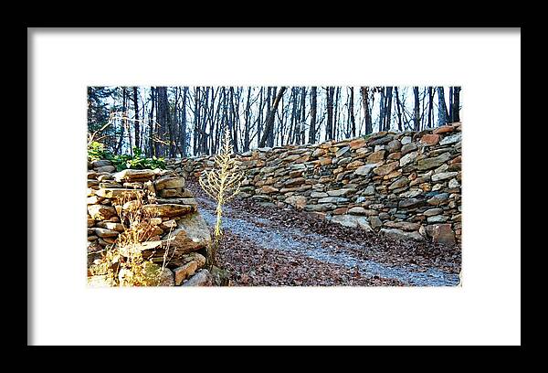 Photograph Framed Print featuring the photograph Stone Wall GA Mountain 1 by Angela Murray