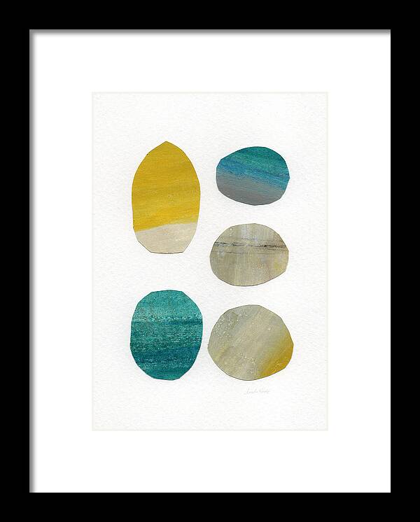 Abstract Art Framed Print featuring the mixed media Stones- abstract art by Linda Woods