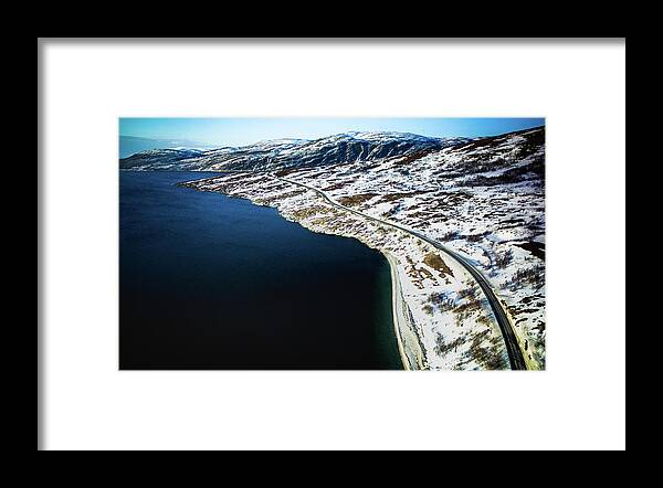 Landscape Framed Print featuring the photograph Storekorsnes Aerial Over Altafjord Finnmark Norway by Adam Rainoff