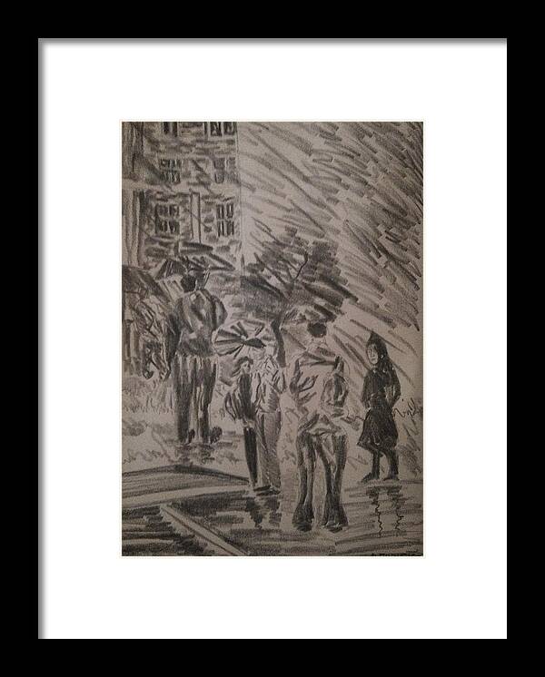 Cityscape Framed Print featuring the drawing Storm #4 by Angela Weddle
