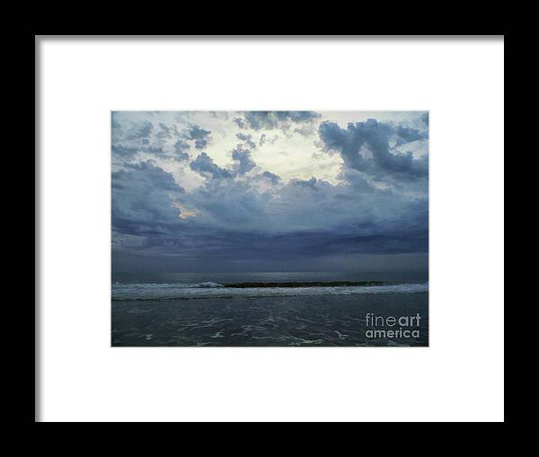Sunrise Framed Print featuring the photograph Storm Clouds At The Beach by D Hackett