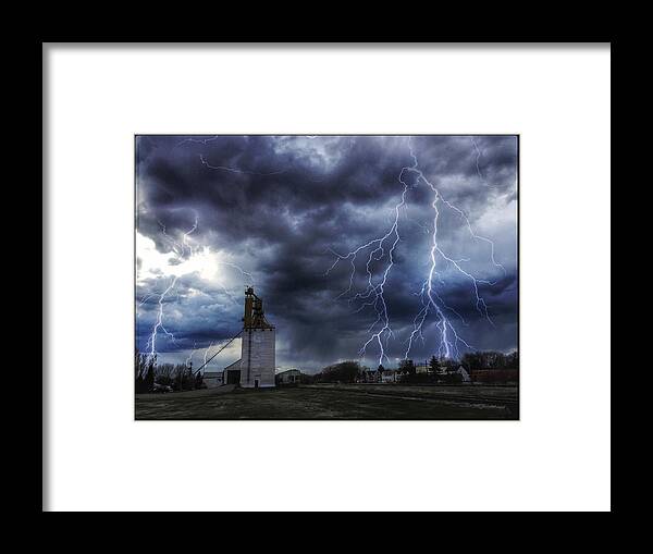 Lightning Bolt Lightening Lightning Elevator Train Tracks Storm Thunder Clouds Flashes Storm Surge Framed Print featuring the photograph Storm by David Matthews