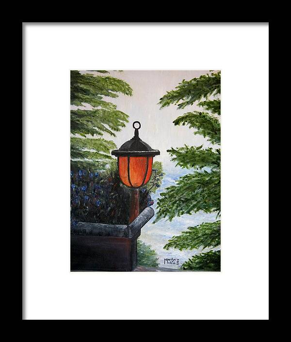 Solar Light Framed Print featuring the painting Storm on Lake of the Woods by Marilyn McNish