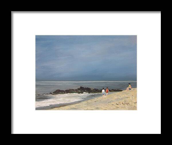 Painting Framed Print featuring the painting Storm Out to Sea by Paula Pagliughi