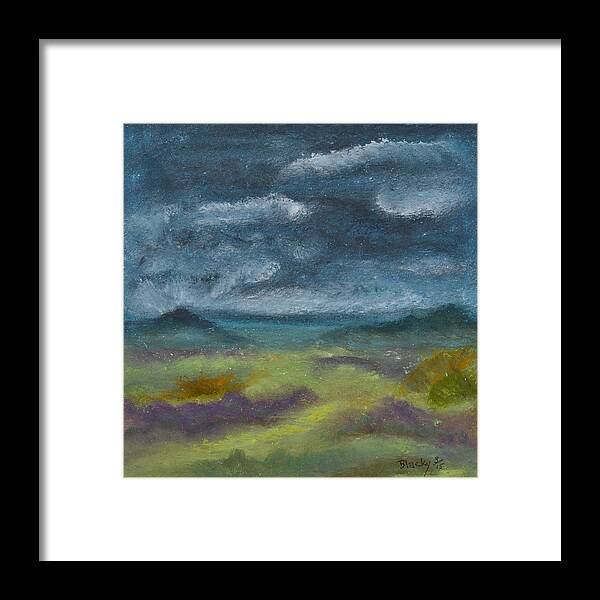 Sea Framed Print featuring the pastel Storm Over Yonder Sea by Donna Blackhall