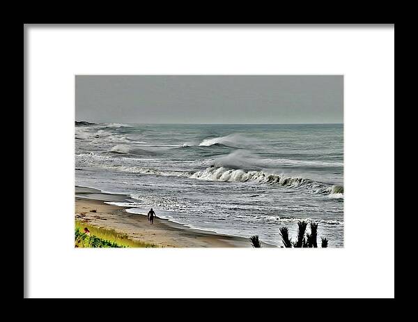 Surfing Framed Print featuring the photograph Lone Surfer by Kim Bemis