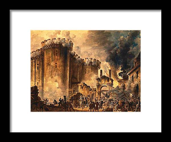 Storming Of The Bastille Framed Print featuring the painting Storming of the Bastille by Jean-Pierre Houel