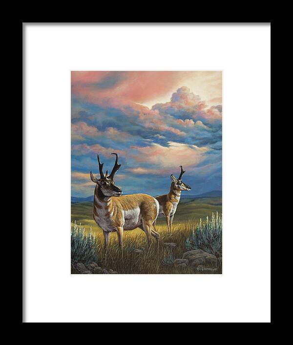 Antelope Framed Print featuring the painting Storm's A Brewin by Kim Lockman