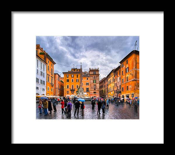 Rome Framed Print featuring the photograph Stormy Skies Over A Roman Piazza by Mark Tisdale