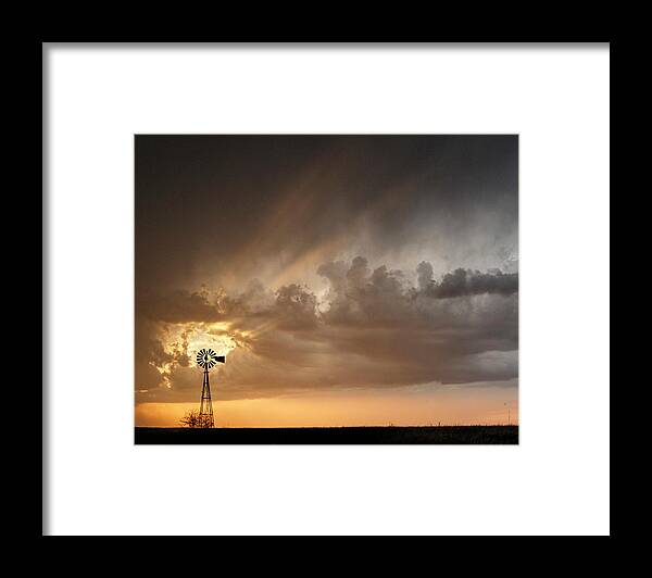 Kansas Framed Print featuring the photograph Stormy Sunset and Windmill 06 by Rob Graham