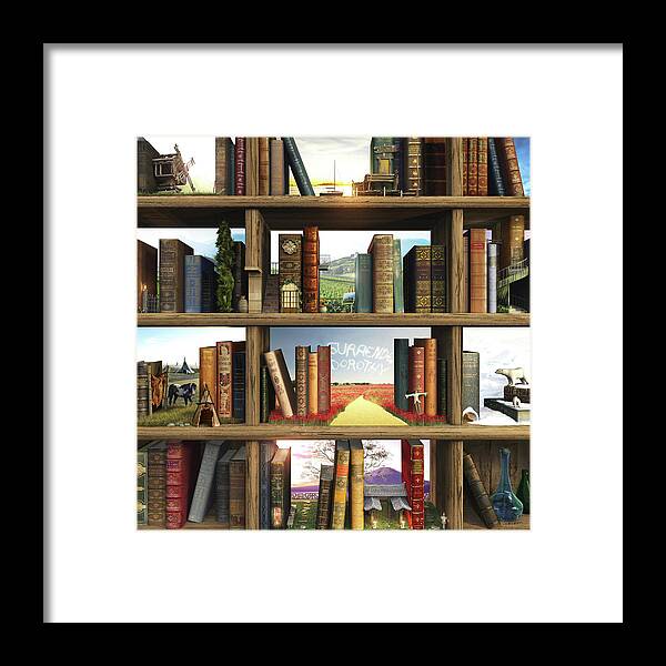 Books Framed Print featuring the digital art StoryWorld by Cynthia Decker