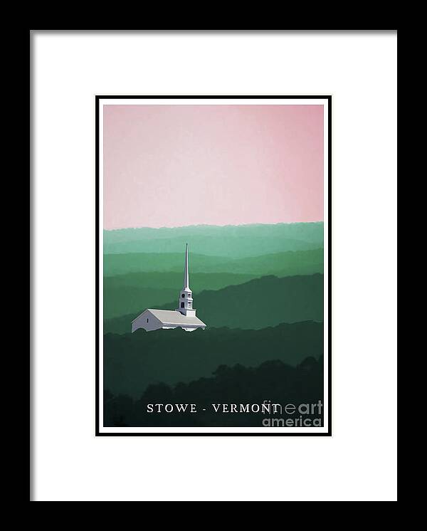Church Framed Print featuring the painting Stowe Vermont Summer Poster by Edward Fielding