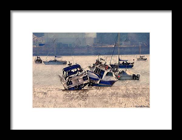 Boats Framed Print featuring the digital art Stranded by Pennie McCracken