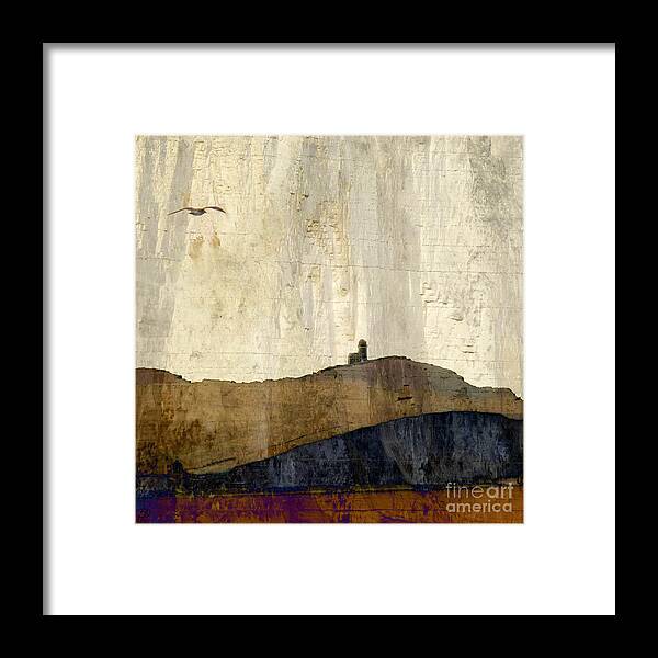 Strata Framed Print featuring the photograph Strata with lighthouse and gull by LemonArt Photography