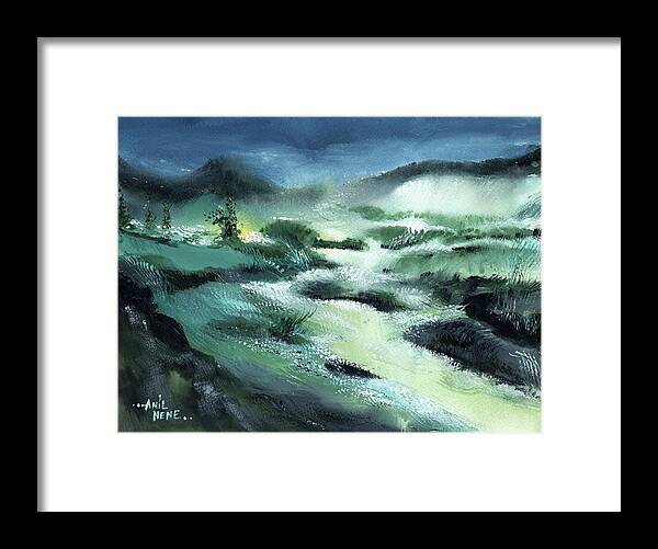 Nature Framed Print featuring the painting Stream 2 by Anil Nene