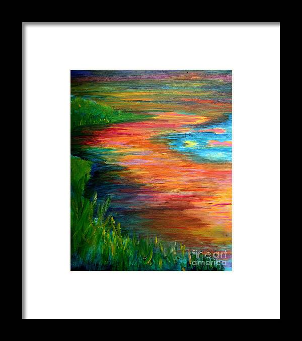 Landscape Framed Print featuring the painting Stream of Color by Julie Lueders 