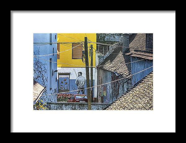 Europe Framed Print featuring the photograph Street art in Novi Sad - Angler by Jivko Nakev