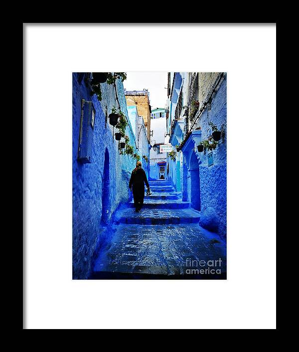 The Blue Pearl Of Morrocco Framed Print featuring the photograph Street in Chefchaouen by Jarek Filipowicz