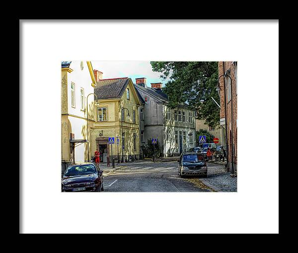  Framed Print featuring the photograph Street Scene In Strangnas by Barry King