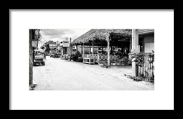 B&w Framed Print featuring the photograph Street Scene on Caye Caulker by Lawrence Burry