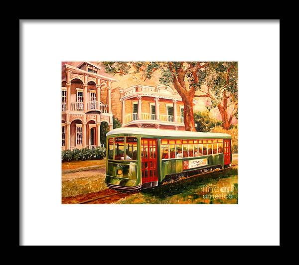New Orleans Framed Print featuring the painting Streetcar in the Garden District by Diane Millsap