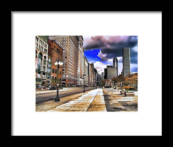Chicago Framed Print featuring the digital art Streets of Chicago by Kathy Tarochione