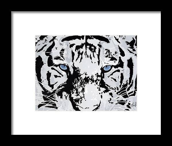 White Tiger Framed Print featuring the painting Strength And Beauty by Cheryl Bowman