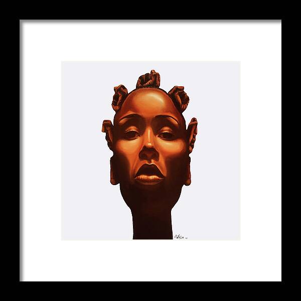 Black Framed Print featuring the painting Strength in my crown by Jerome White