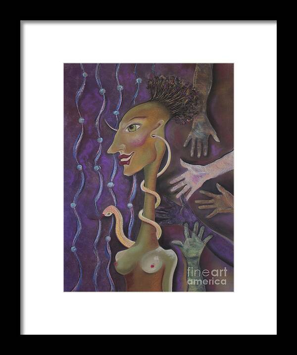 Woman Framed Print featuring the pastel Stretched Thin by Tracey Levine