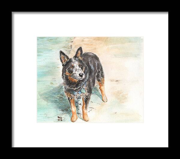 Dog Framed Print featuring the painting Beach Patrol by Pris Hardy