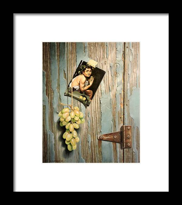 Grapes Framed Print featuring the painting Bacchus God of Wine by William Albanese Sr