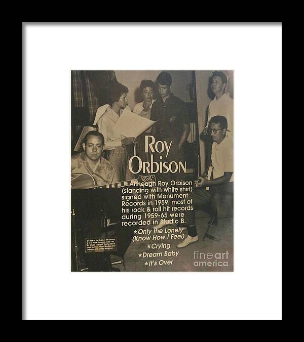Elvis Framed Print featuring the photograph Studio B Roy Orbison by Chuck Kuhn