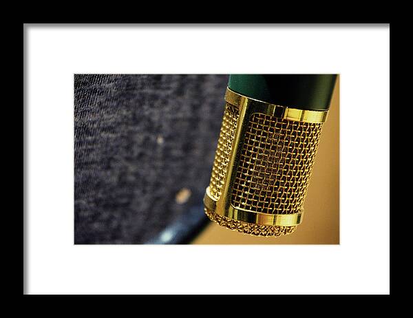 Microphone Framed Print featuring the photograph Studio microphone by Karen Smale