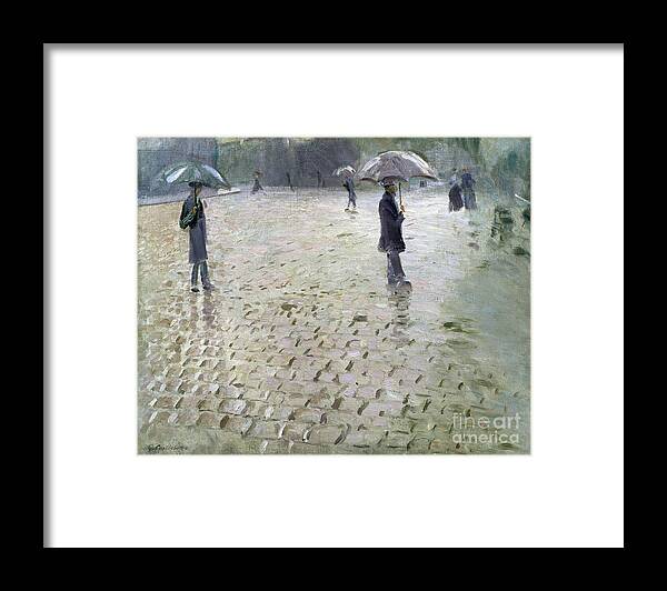 Gustave Framed Print featuring the painting Study for a Paris Street Rainy Day by Gustave Caillebotte