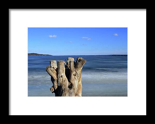 Abstract Framed Print featuring the digital art Stump Beside The Lake Three by Lyle Crump