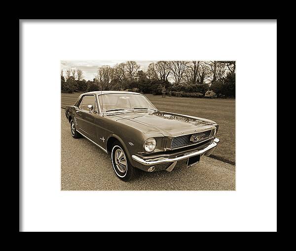 Ford Mustang Framed Print featuring the photograph Stunning '66 Mustang in Sepia by Gill Billington