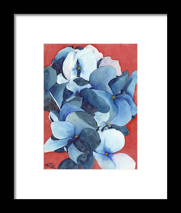 Hydrangea Framed Print featuring the painting Stylized Hydrangea by Ken Powers