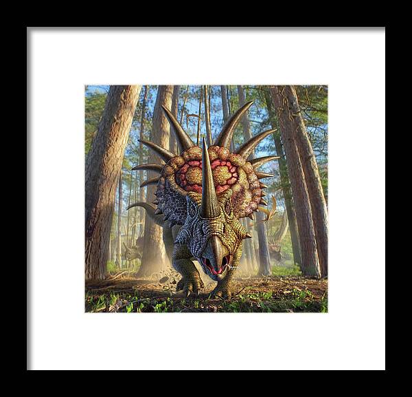 Dinosaur Framed Print featuring the digital art Styracon'Roll by Jerry LoFaro