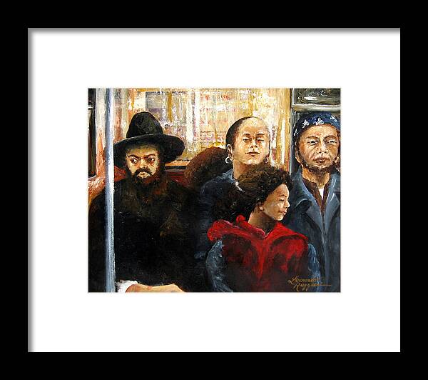 Ny City Framed Print featuring the painting Subway Diversity by Leonardo Ruggieri