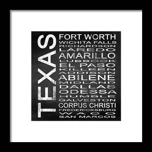 Subway Sign Framed Print featuring the digital art SUBWAY Texas State 2 Square by Melissa Smith
