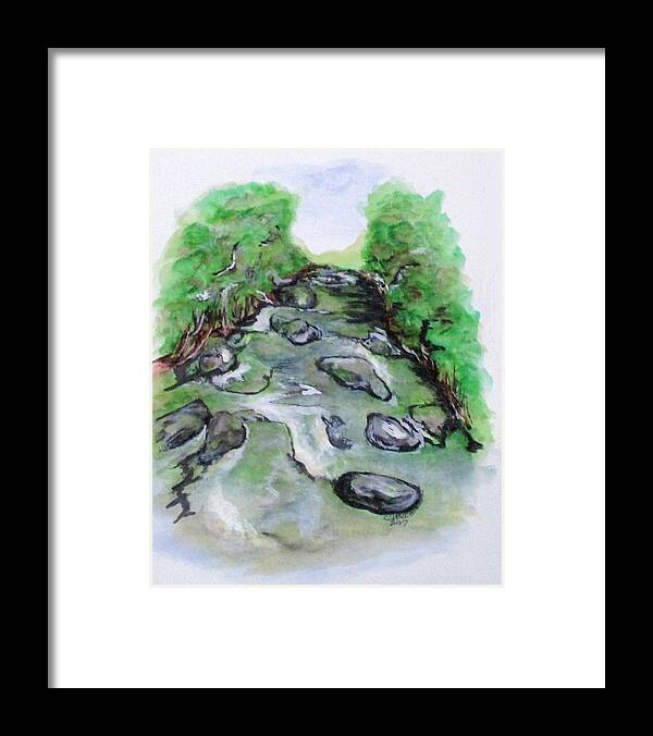 Sugar Creek Framed Print featuring the painting Sugar Creek, Boyhood Memory by Clyde J Kell