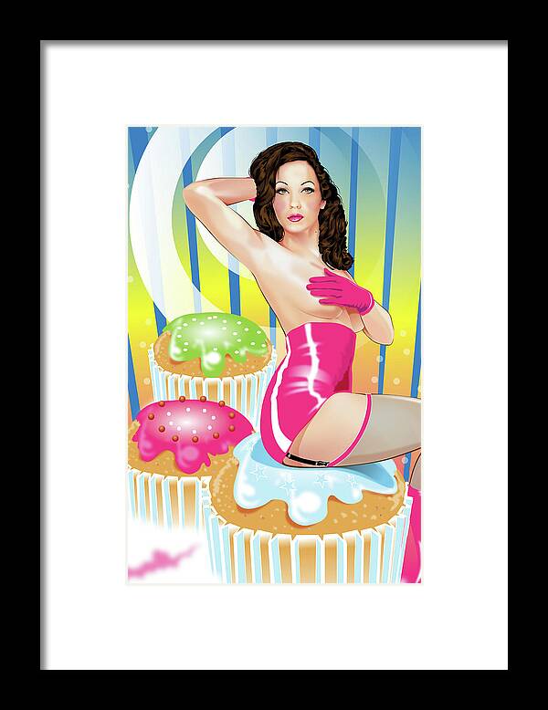 Model Taylor Von Cupcake Framed Print featuring the digital art Sugar Rush by Brian Gibbs