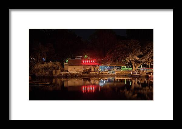 Suisan Fish Market Framed Print featuring the photograph Suisan Fish Market at Night by Susan Rissi Tregoning
