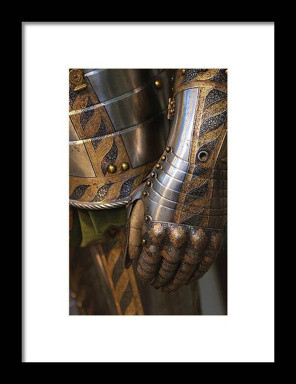Suit Of Armor / Metal / Metalwork / Details Framed Print featuring the photograph Suit of Armor by Susan Campbell