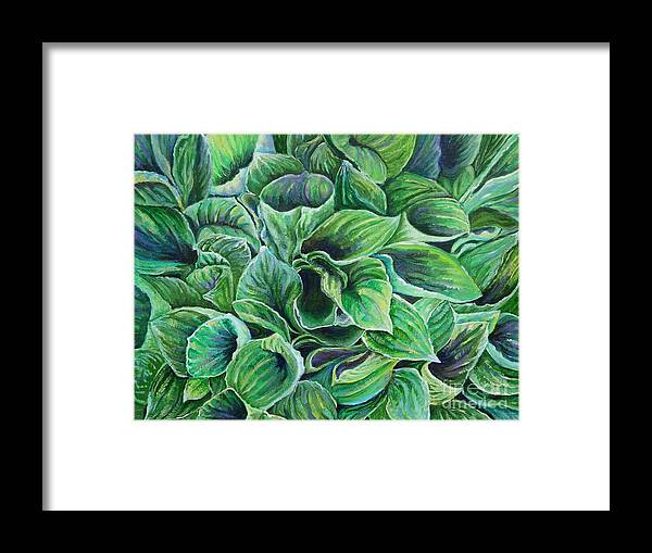Sum And Substance Framed Print featuring the painting Sum and Substance Hosta by Linda Markwardt